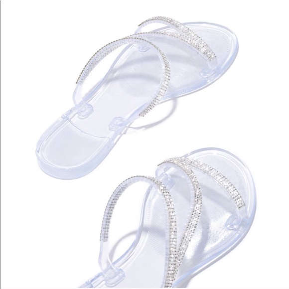 Clear Jelly Rhinestone Flat Sandal - Picture 5 of 8